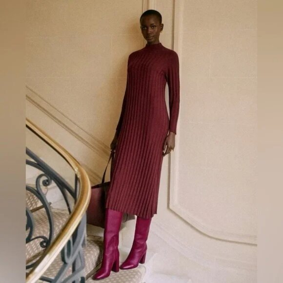 sezane burgundy dress Vivianne Dress